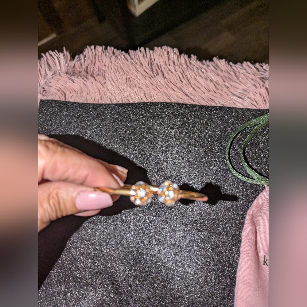 Kate Spade Lady Marmalade Open Cuff. Gold with crystal balls. Spring hinge. EUC - Picture 2 of 7